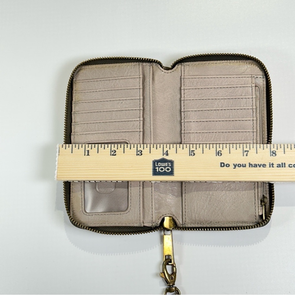 Fossil Wristlet Wallet Zip Around Leather Beige - Picture 13 of 13